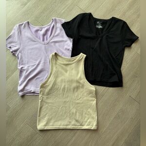 Women's V-Neck and Sleeveless Tops - Black, Purple, Cream